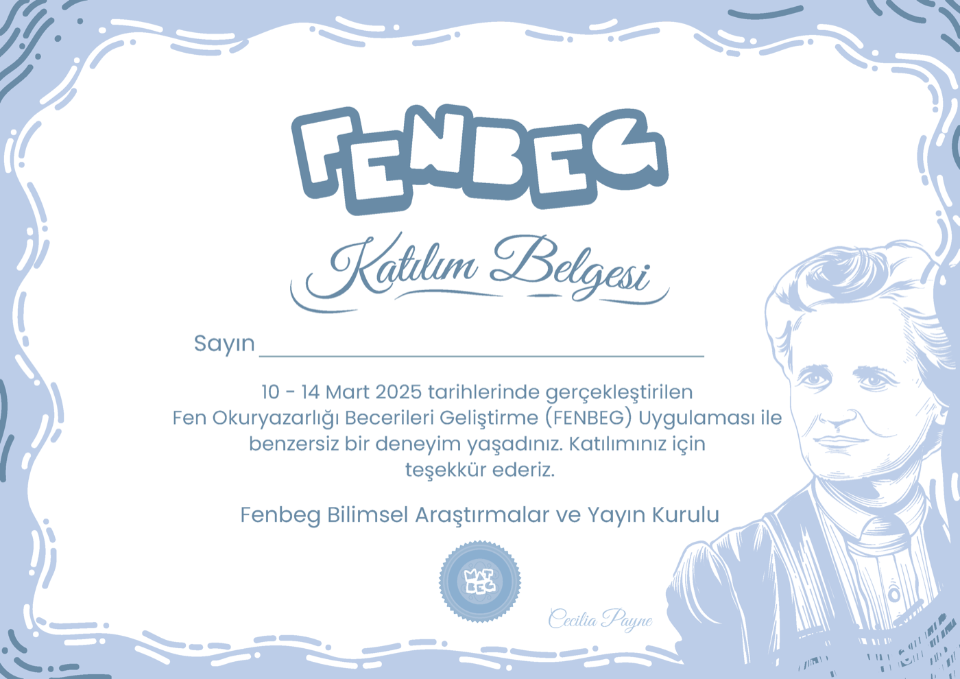 Fenbeg katılım sertifikası